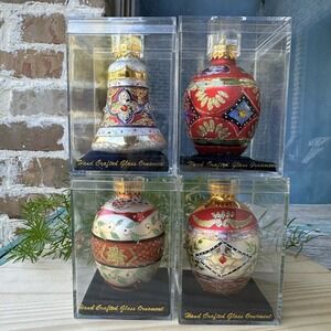Designers Studio LTD Series 3.5 Inch Handcrafted Christmas 4 Glass Ornaments